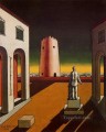 italian plaza with a red tower 1943 Giorgio de Chirico Metaphysical surrealism